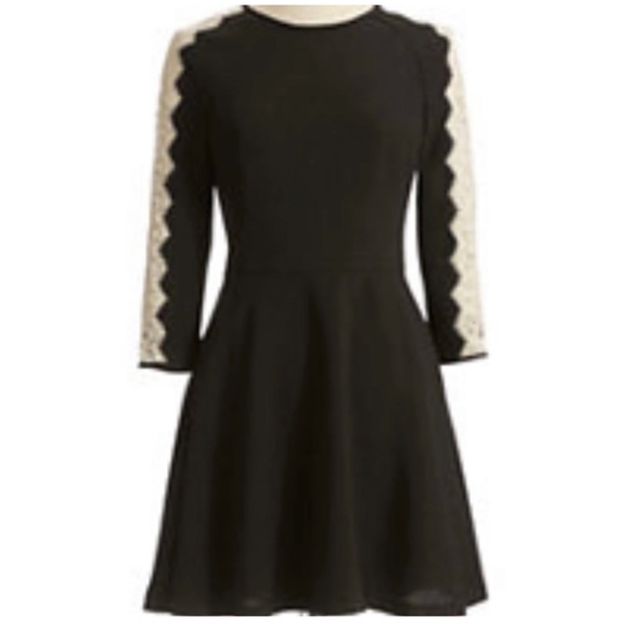 RACHEL Rachel Roy Dresses & Skirts - Rachel Roy Black Dress with Cream Lace on sleeves and back. Zip back Size 10.